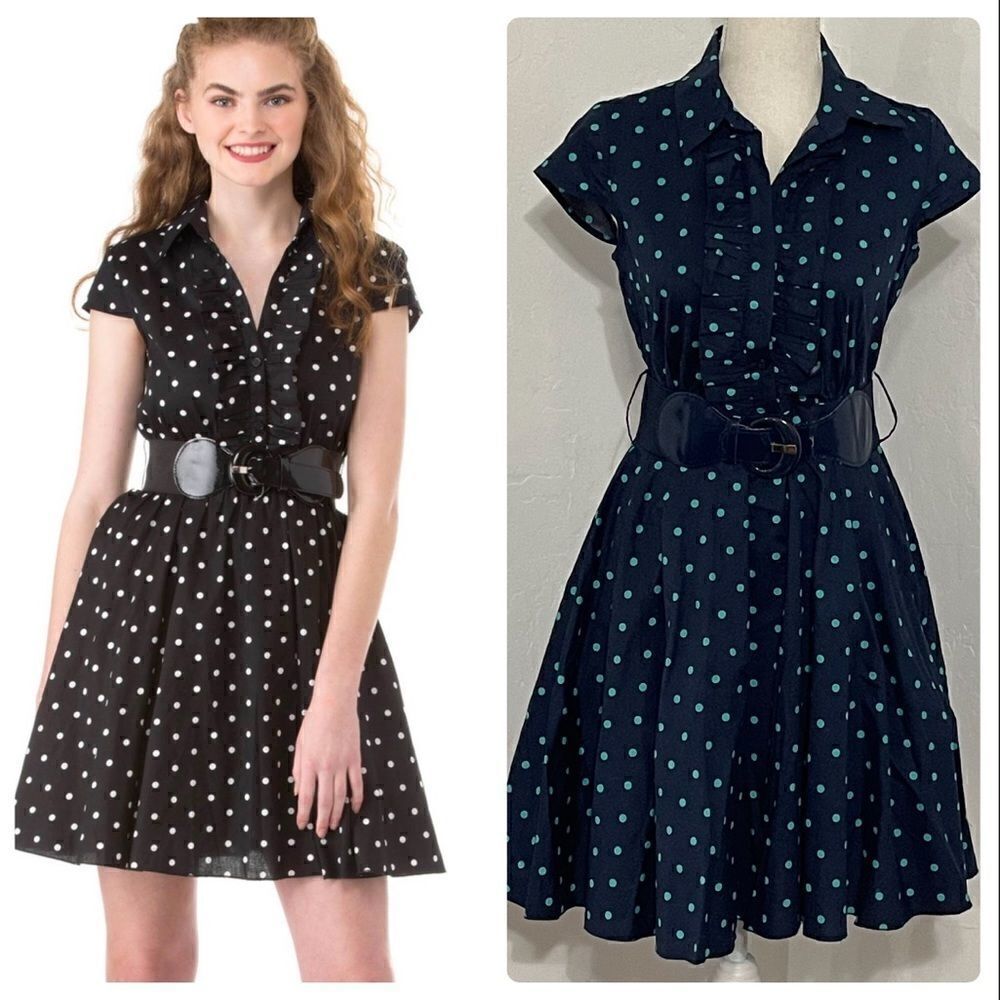 Bailey Blue Juniors Polka Dot Cap Sleeve Dress